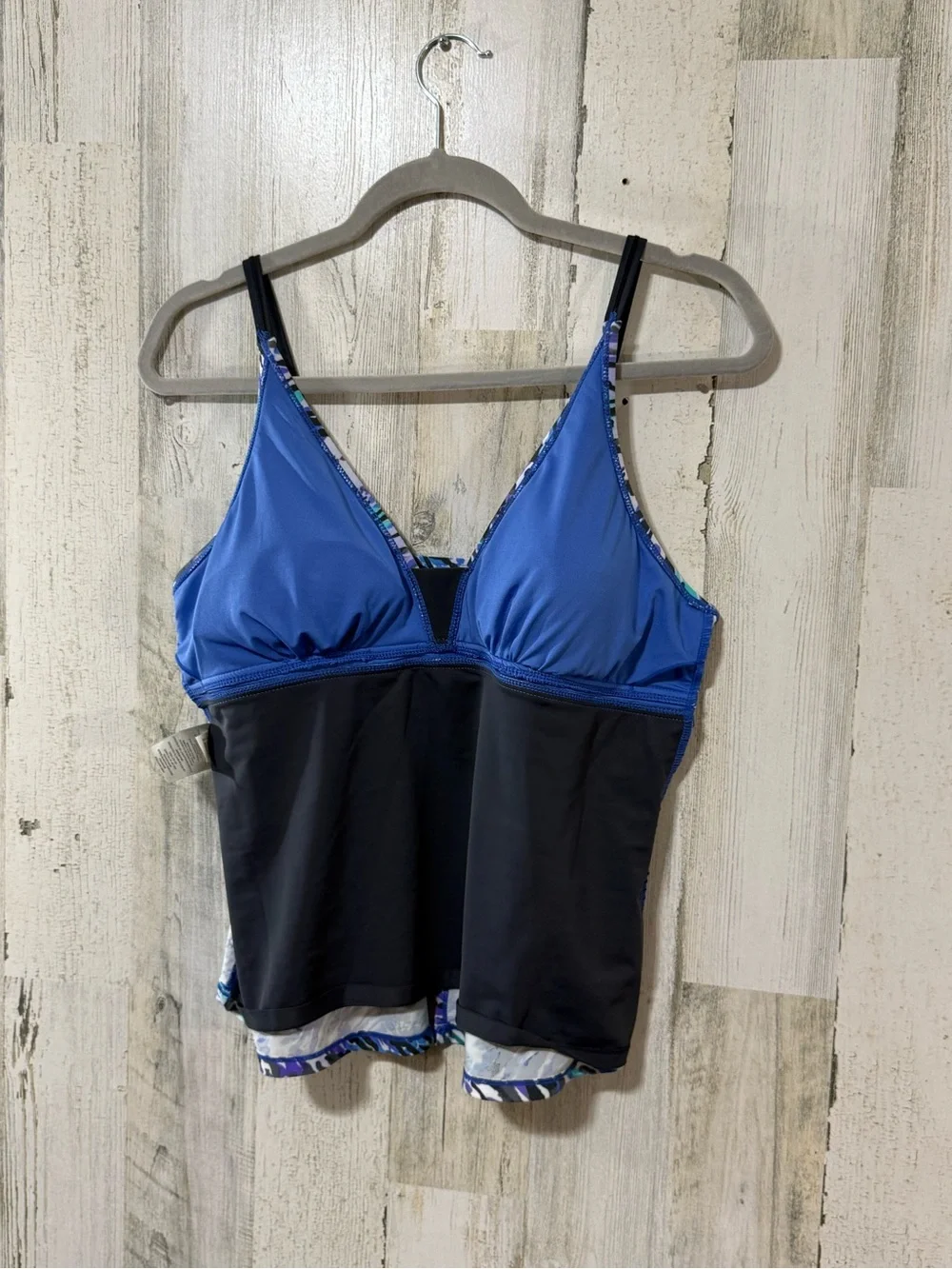 Free Country Blue and Purple Abstract Swim Tankini Top